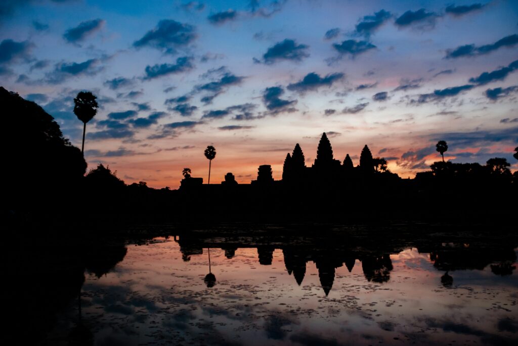 Cambodia temple sunrise for typhoid travel vaccine guidance