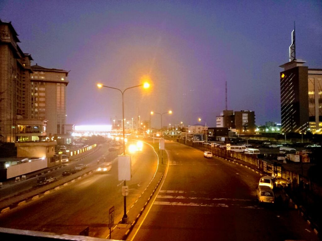 Cityscape in Nigeria at night