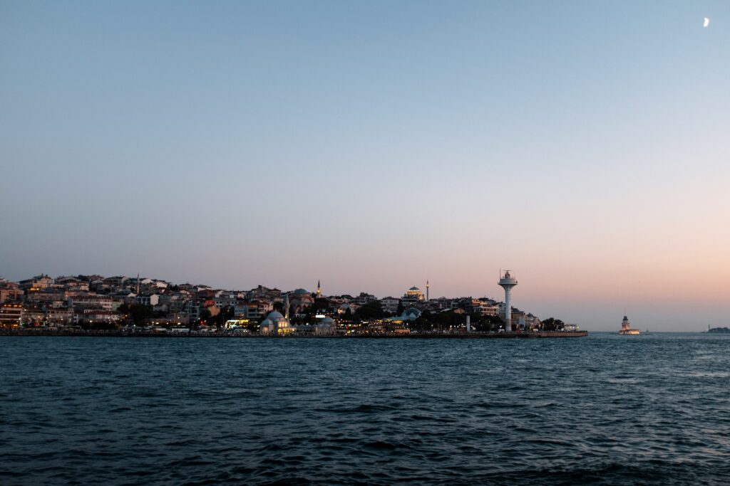 Istanbul skyline at sunset for Turkey typhoid travel guidance