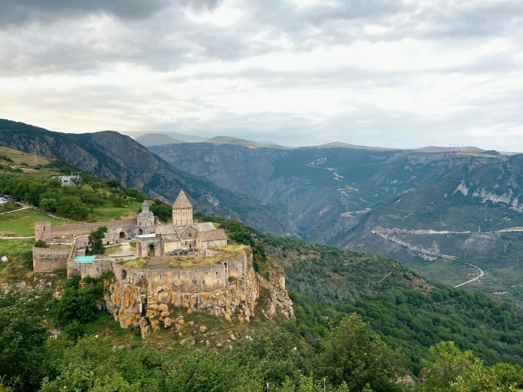 Mountain and monastery landscape in Armenia