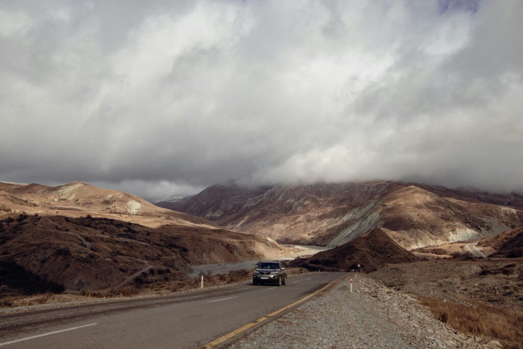Mountain road landscape for Azerbaijan travel motion sickness article