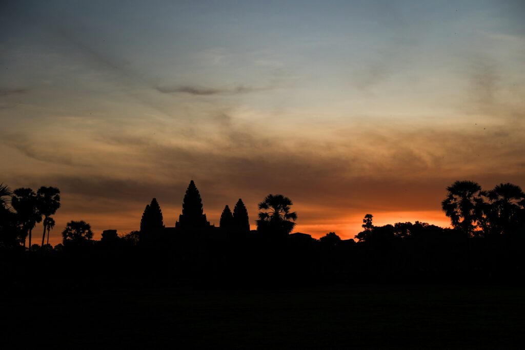 Cambodian temple landscape at sunrise