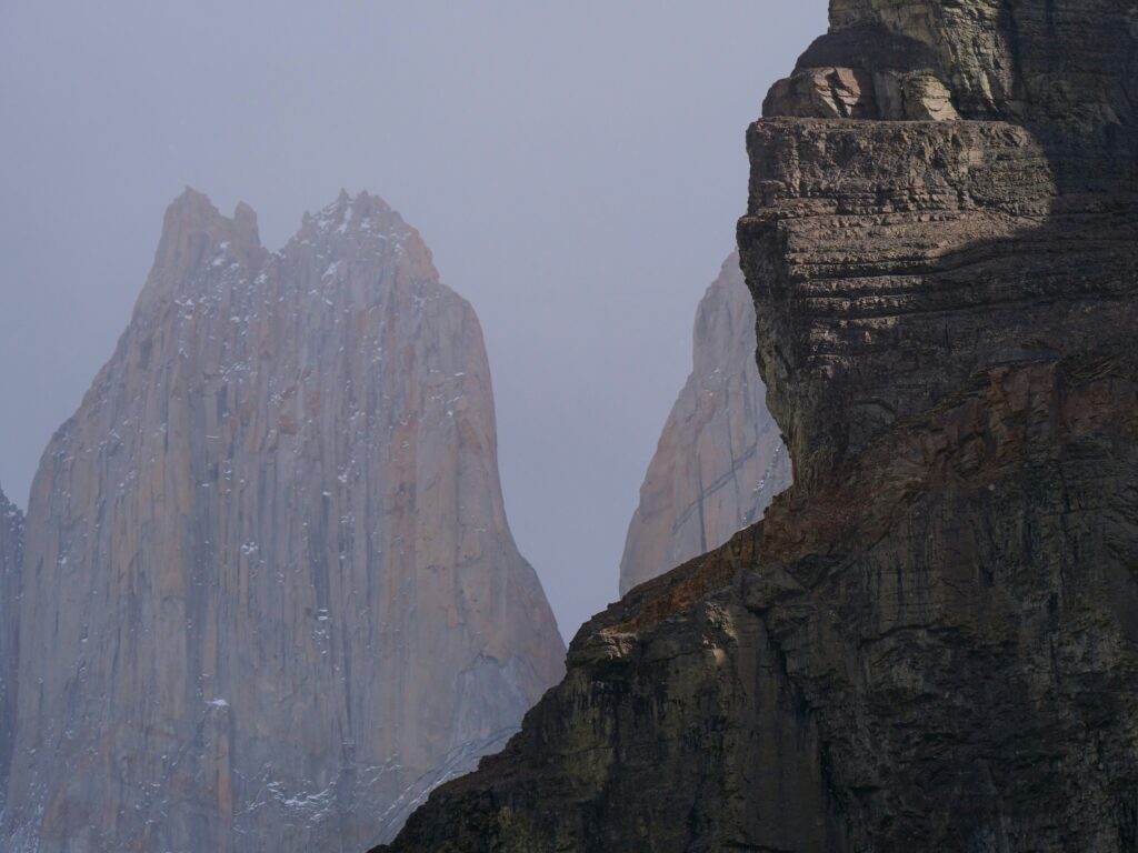 Snow-capped mountain landscape in Chilean Patagonia