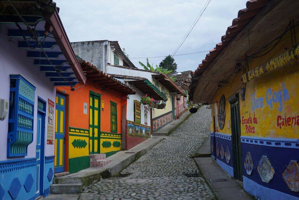 Colorful street scene in Colombia