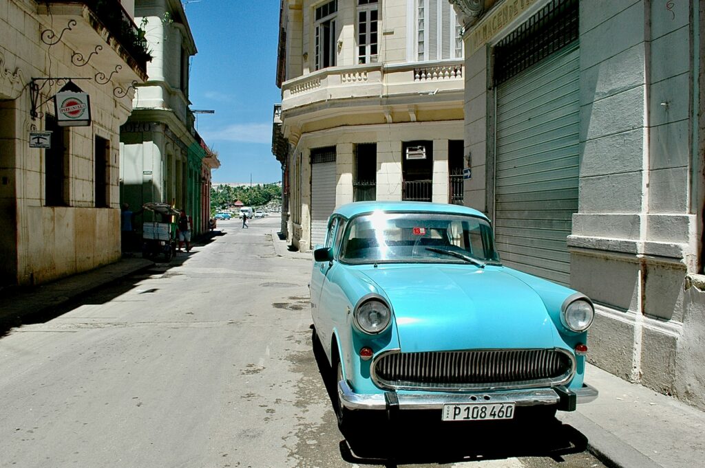 Colorful classic car on a Havana street in Cuba
