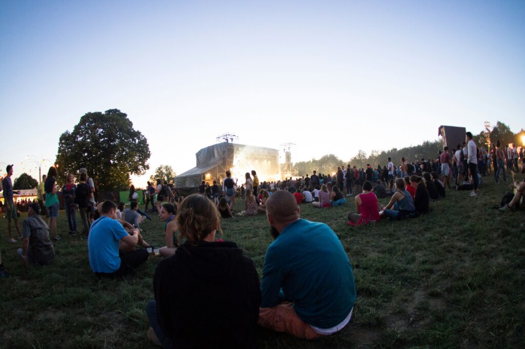 Festival crowd scene for travel health planning