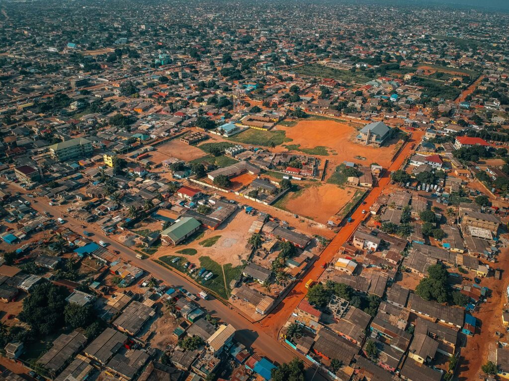 Aerial view of Accra Ghana for travel health planning