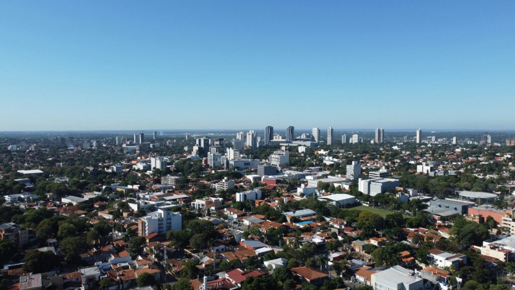 Cityscape and river view in Paraguay
