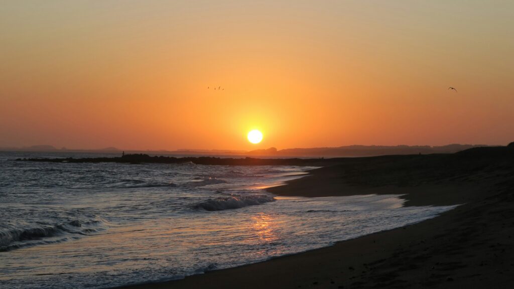 Sunset over the coastline in Uruguay
