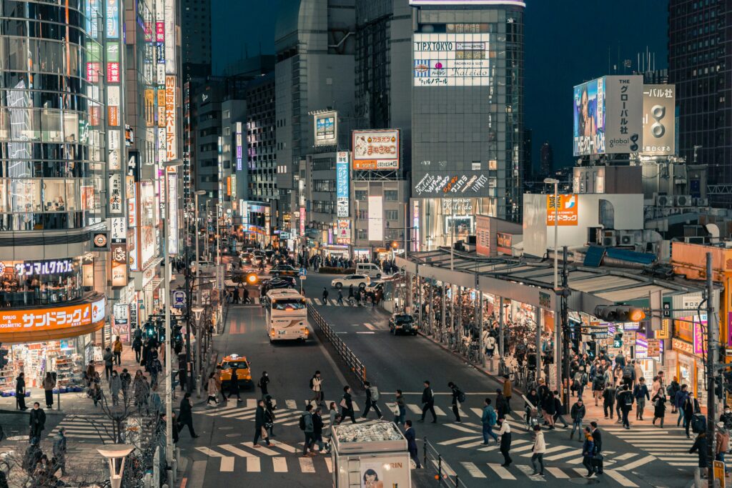 Tokyo street evening scene for a Japan travel health checklist